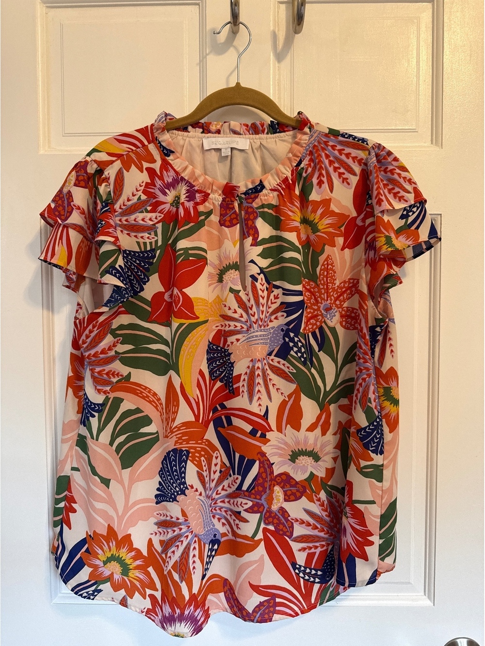 Sugar Lips Floral Print Short Sleeve Blouse Size 1X